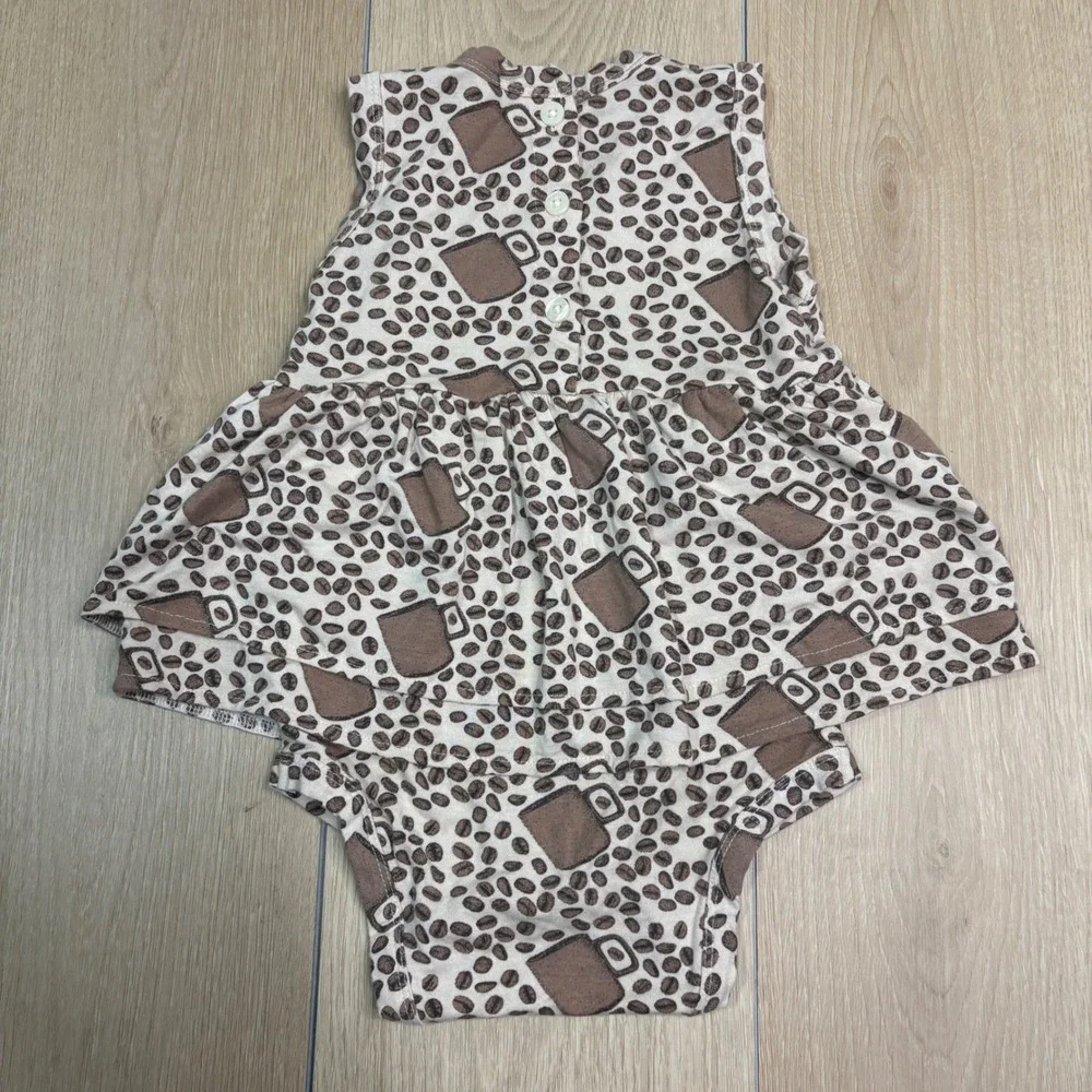 LOT OF 2 Kate Quinn Baby Girls 2T Coffee Bodysuit Floral Halter Bubble Romper